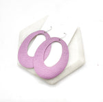 Lilac Oval Cutout Leather Earrings