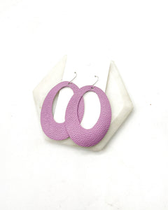 Lilac Oval Cutout Leather Earrings