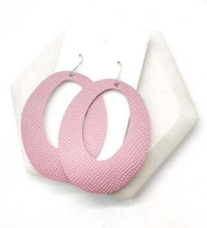 Light Pink Oval Cutout Leather Earrings