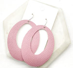 Light Pink Oval Cutout Leather Earrings