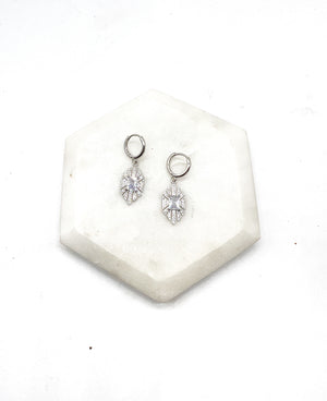 Silver Deco Huggie Earrings