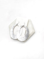 Silver Cork Chrome Cutout Cork Leather Earrings
