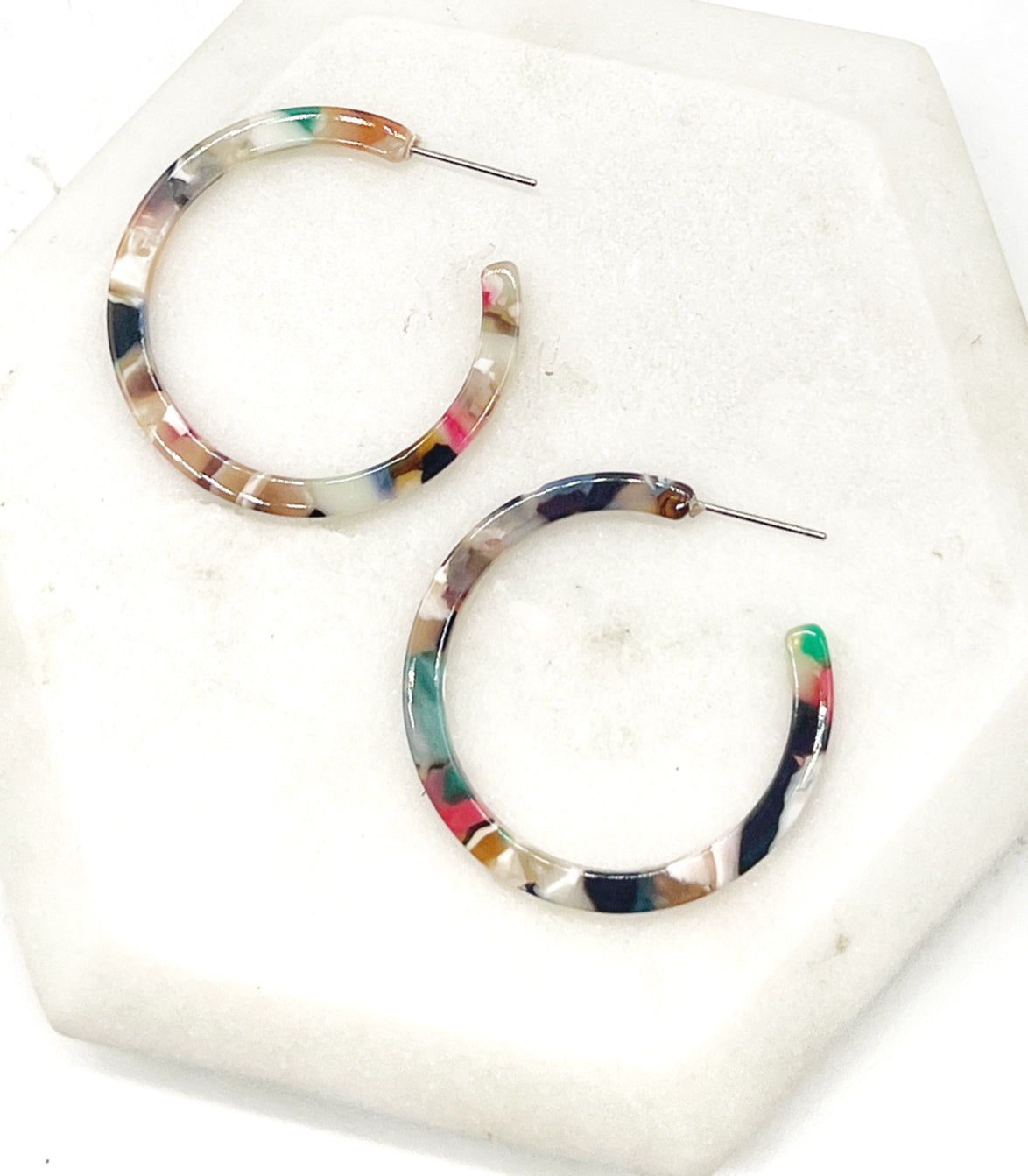 Multi-Color Acrylic Hoop Earrings