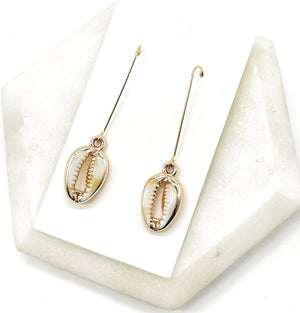 Cowrie Shell Long Drop Earrings