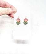 Pink Green Cluster Gemstone Earrings