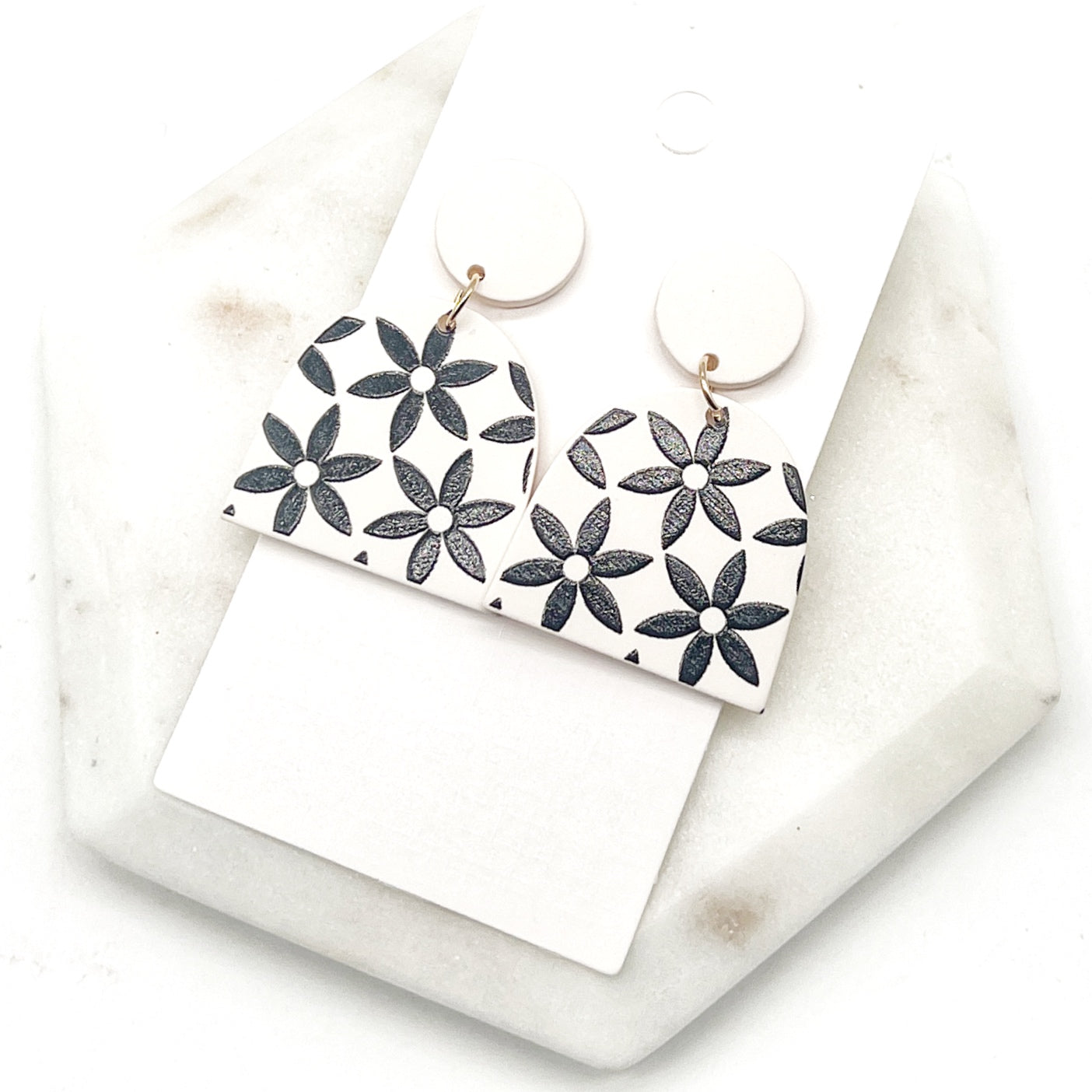 Neutral Floral Deco Earrings