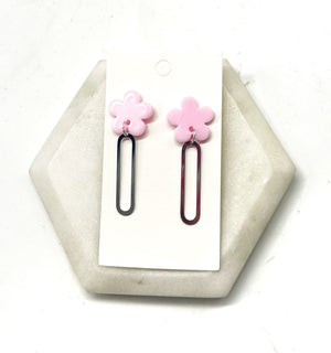 Pink Blossom Loop Earrings