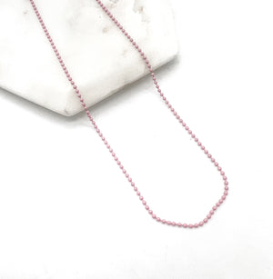 Pink Enamel Stainless Steel Ball Chain Layering Necklace