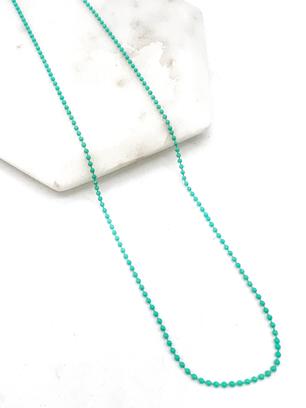 Green Enamel Stainless Steel Ball Chain Layering Necklace