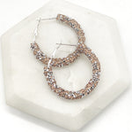Rose Gold Silver Glitter Hoop Earrings