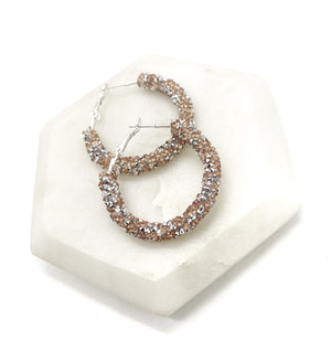 Rose Gold Silver Glitter Hoop Earrings