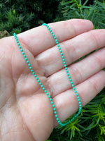 Green Enamel Stainless Steel Ball Chain Layering Necklace