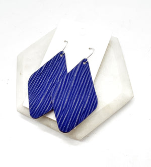 Purple Embossed Diamond Leather Earrings