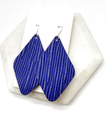 Purple Embossed Diamond Leather Earrings