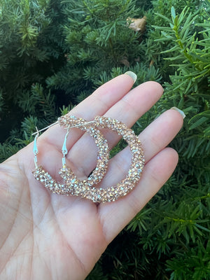 Rose Gold Silver Glitter Hoop Earrings