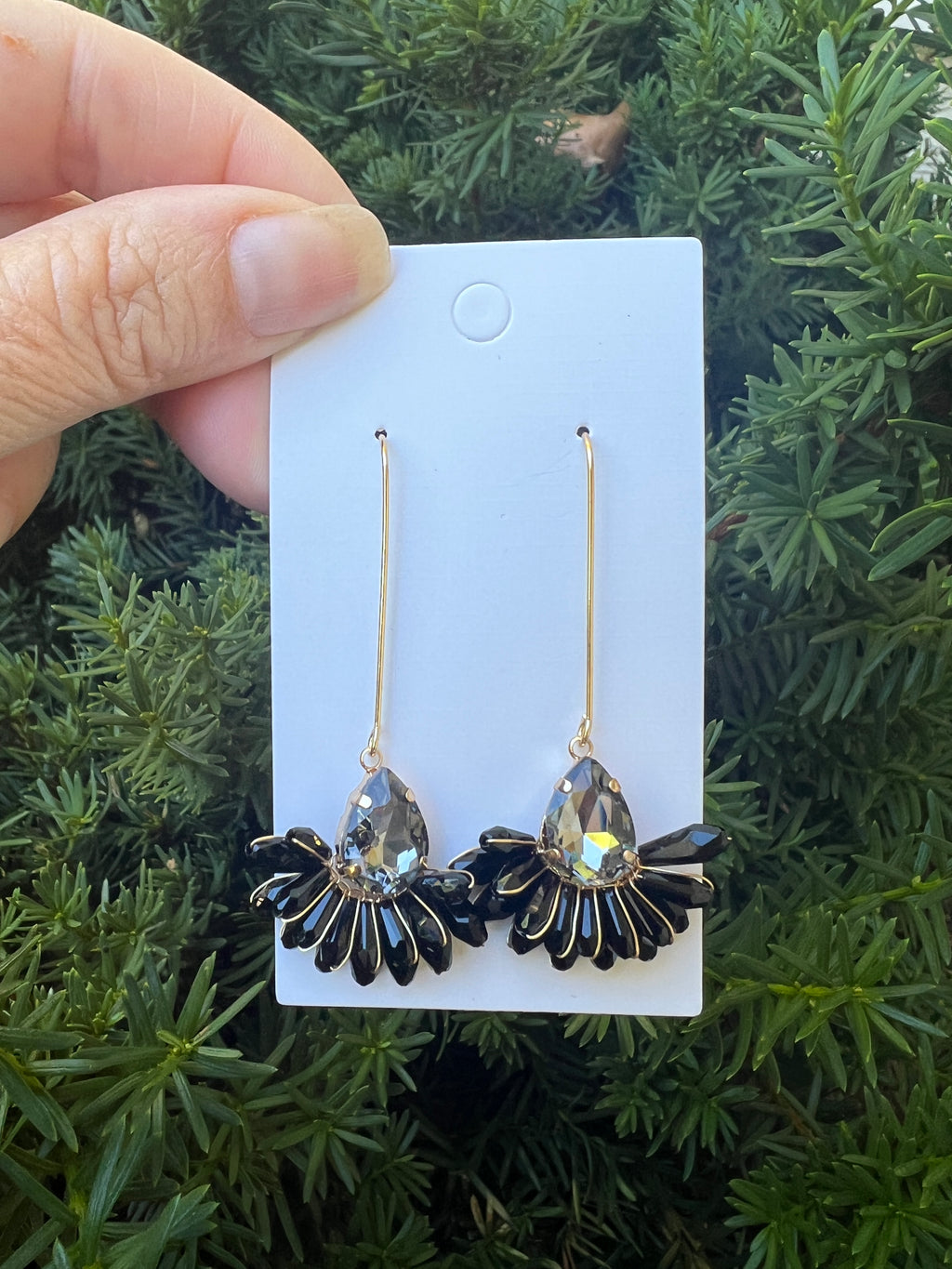 Black Jewel Flourish Crystal Earrings