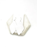 White Leather Diamond Earrings