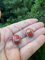 Football Wood Bead Hoop Earrings