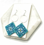 Teal Blue Tahitian Tile Earrings