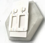 White Iridescent Rectangle Acrylic Earrings