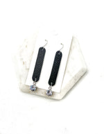 Cora Black Leather and CZ Dangle Earrings