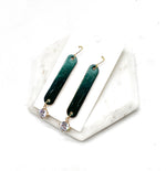 Cora Emerald Green Cork Leather and CZ Dangle Earrings