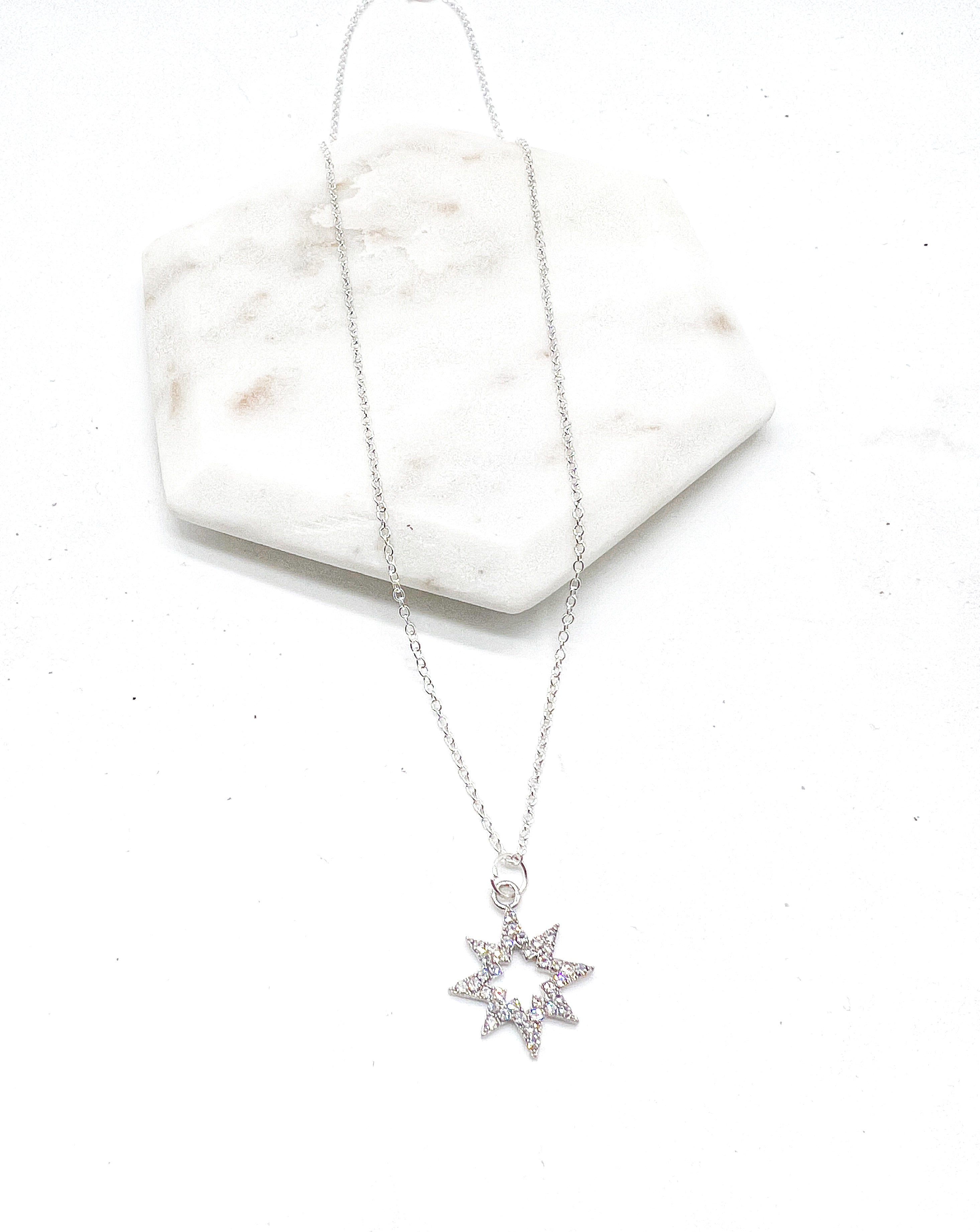 Silver Star CZ Necklace