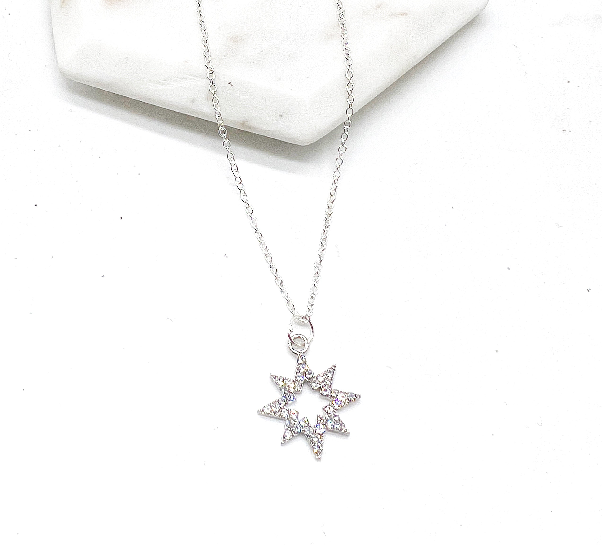 Silver Star CZ Necklace