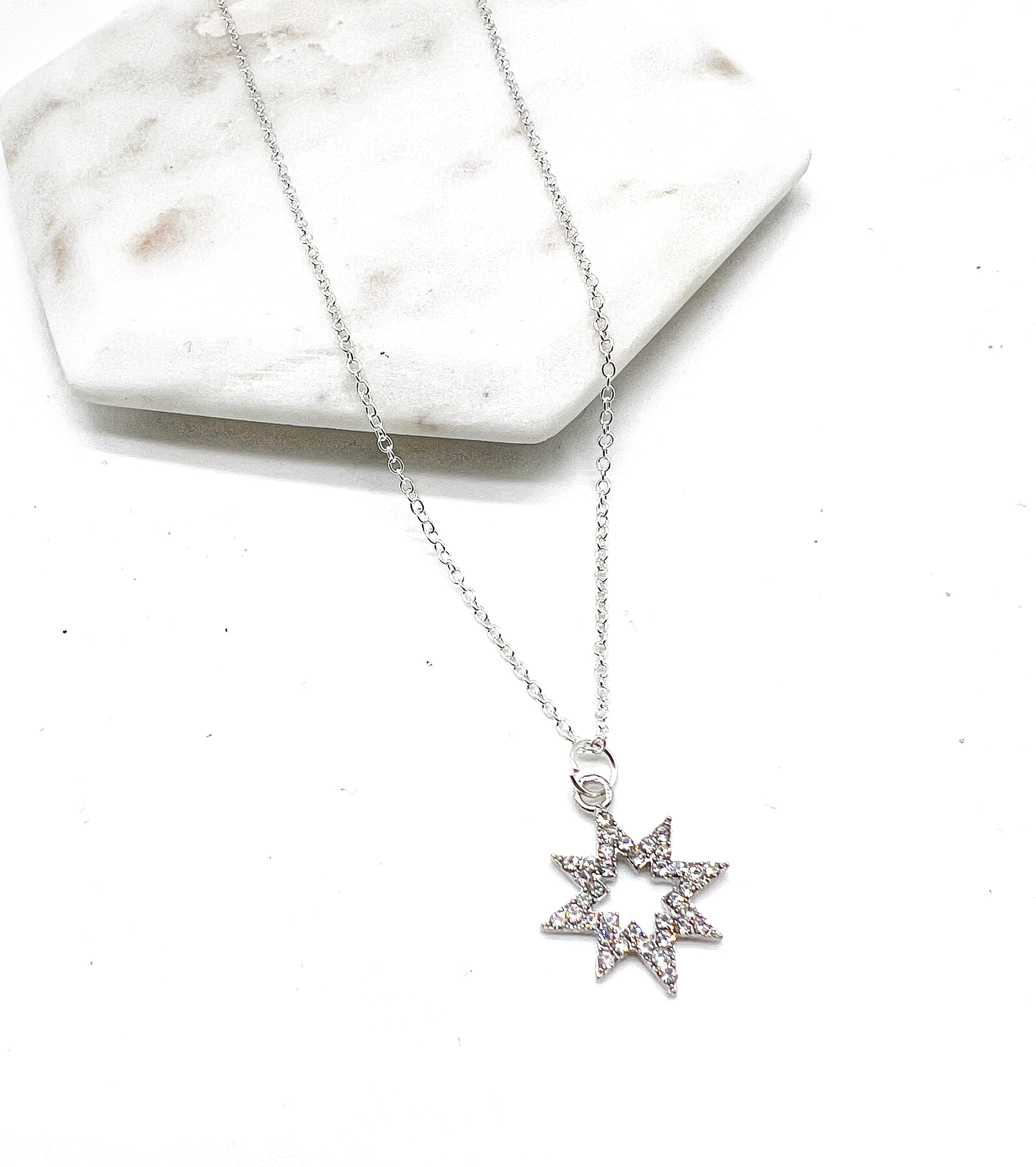 Silver Star CZ Necklace