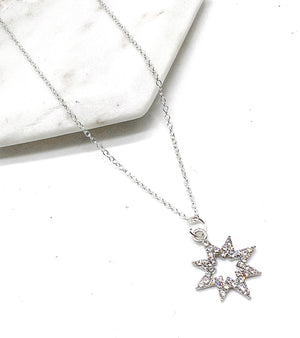 Silver Star CZ Necklace