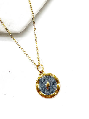 Gunmetal and Gold Bolt Necklace