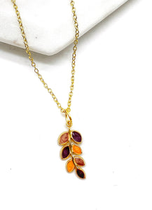 Leaf Enamel Charm Necklace