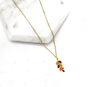 Leaf Enamel Charm Necklace