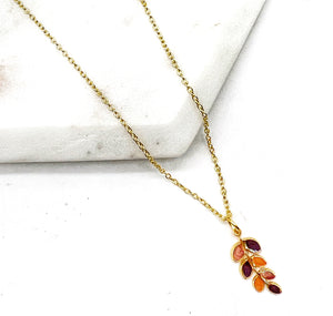 Leaf Enamel Charm Necklace