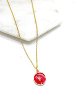 Red Star Enamel Charm Necklace