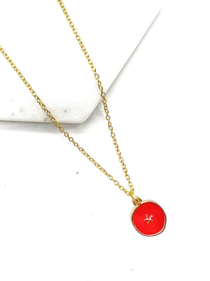 Red Star Enamel Charm Necklace