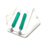 Cora Green Leather and CZ Flourish Earrings