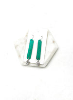 Cora Green Leather and CZ Flourish Earrings