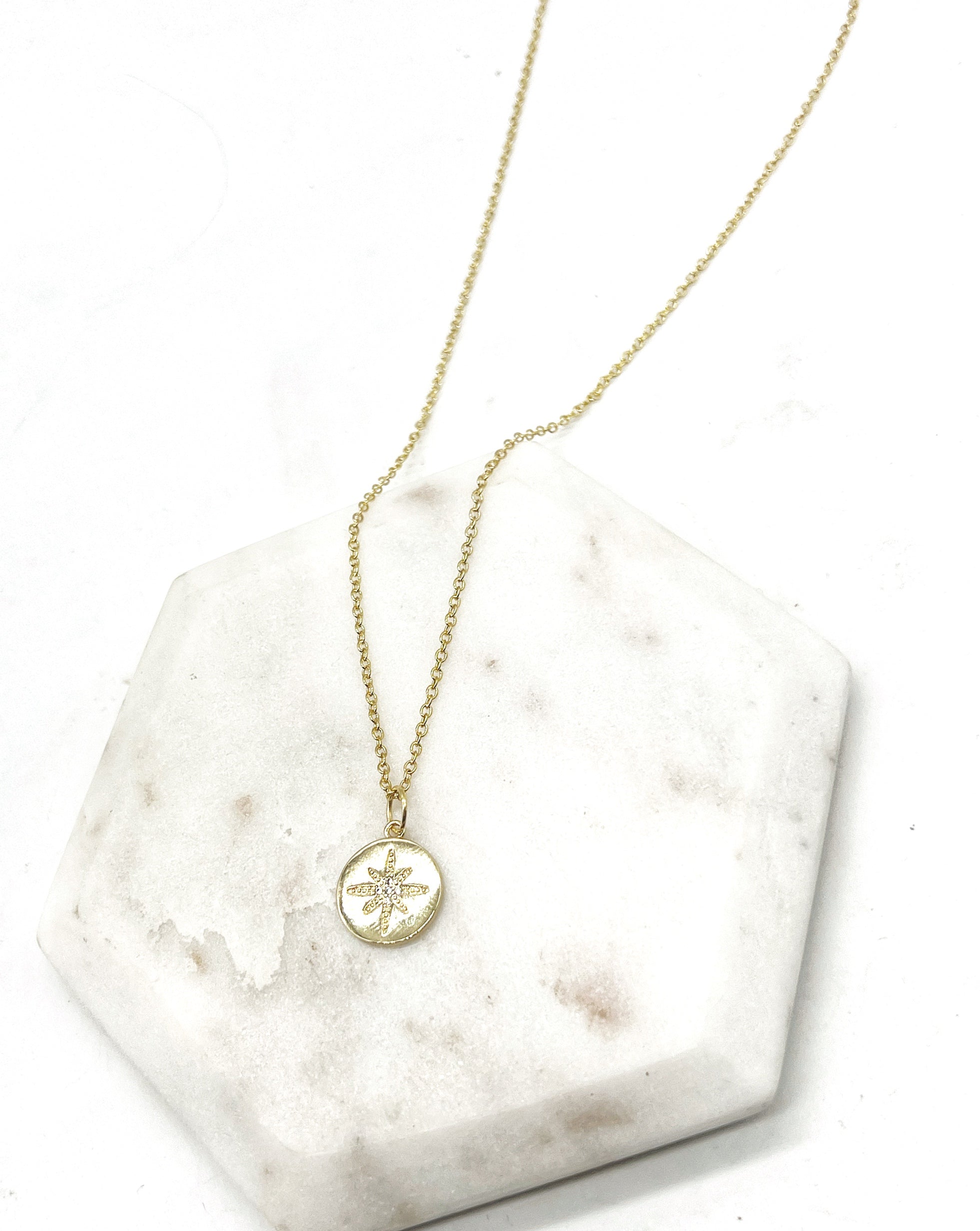 Gold Star Medallion Necklace