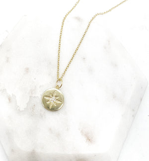 Gold Star Medallion Necklace