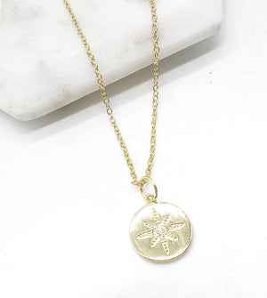 Gold Star Medallion Necklace