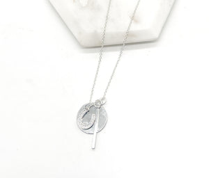 Silver Horseshoe Disc Necklace