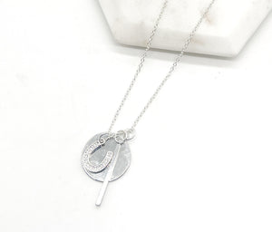 Silver Horseshoe Disc Necklace