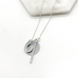 Silver Horseshoe Disc Necklace