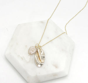 Gold CZ Oval Spike Necklace