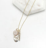 Gold CZ Oval Spike Necklace