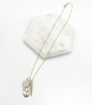 Gold CZ Oval Spike Necklace