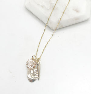 Gold CZ Oval Spike Necklace