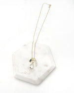 Gold Black Gem Drop Necklace