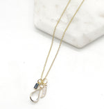 Gold Black Gem Drop Necklace